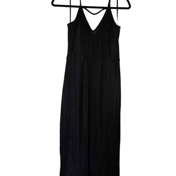 BCBGeneration Ribbed Strap Black Midi Dress - Picture 3 of 4